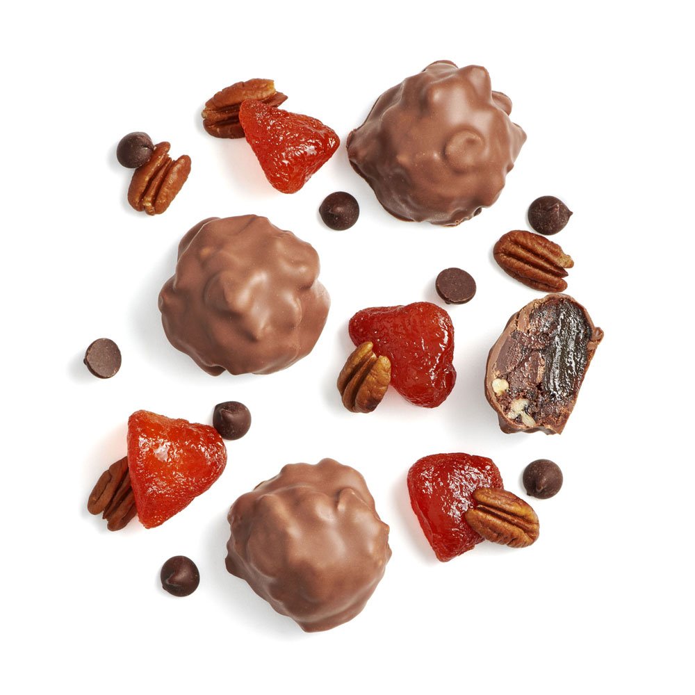 Chocolate Strawberry Fudge Pecan Cake Bites