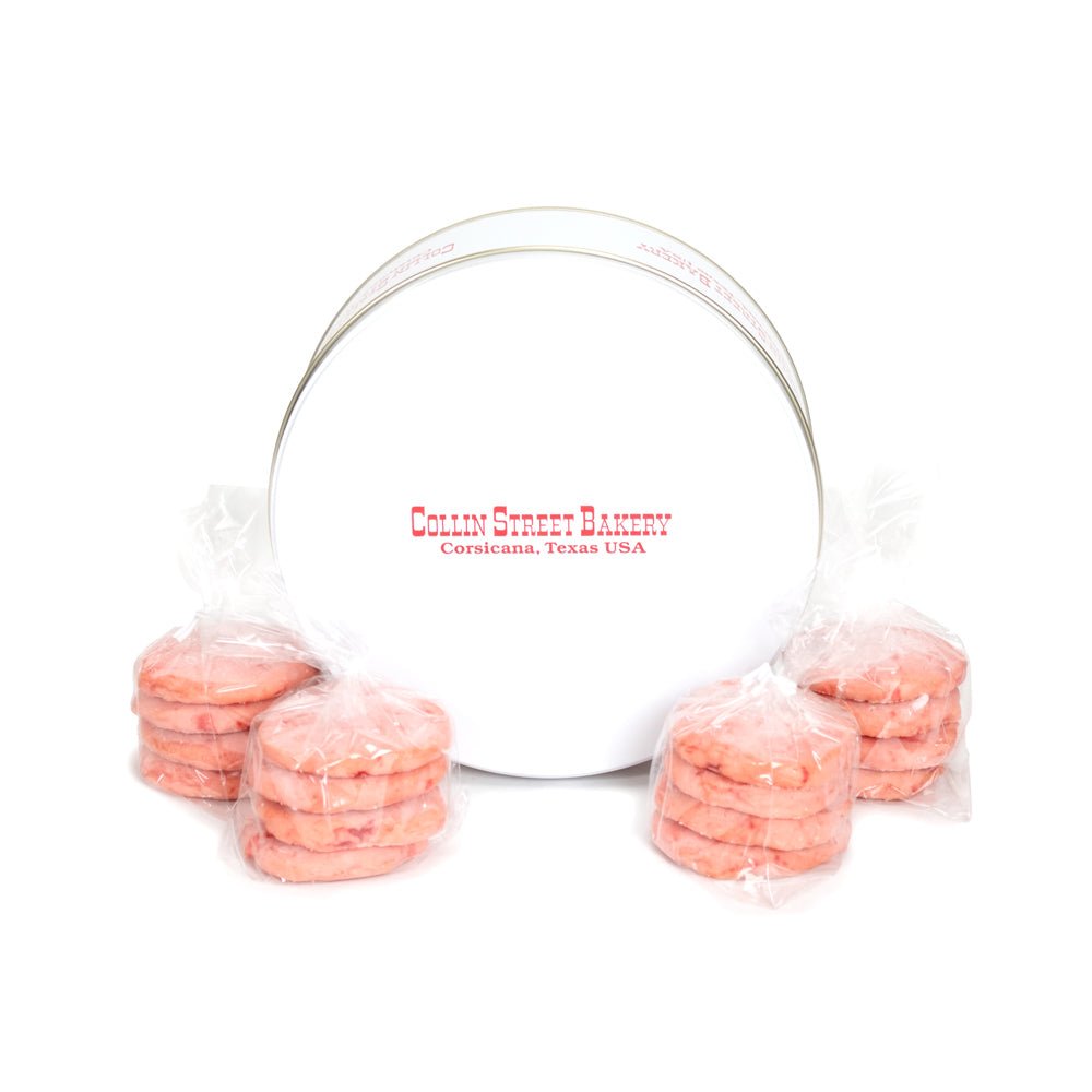 Cherry Ice Box cookies with packaging in a collectible tin