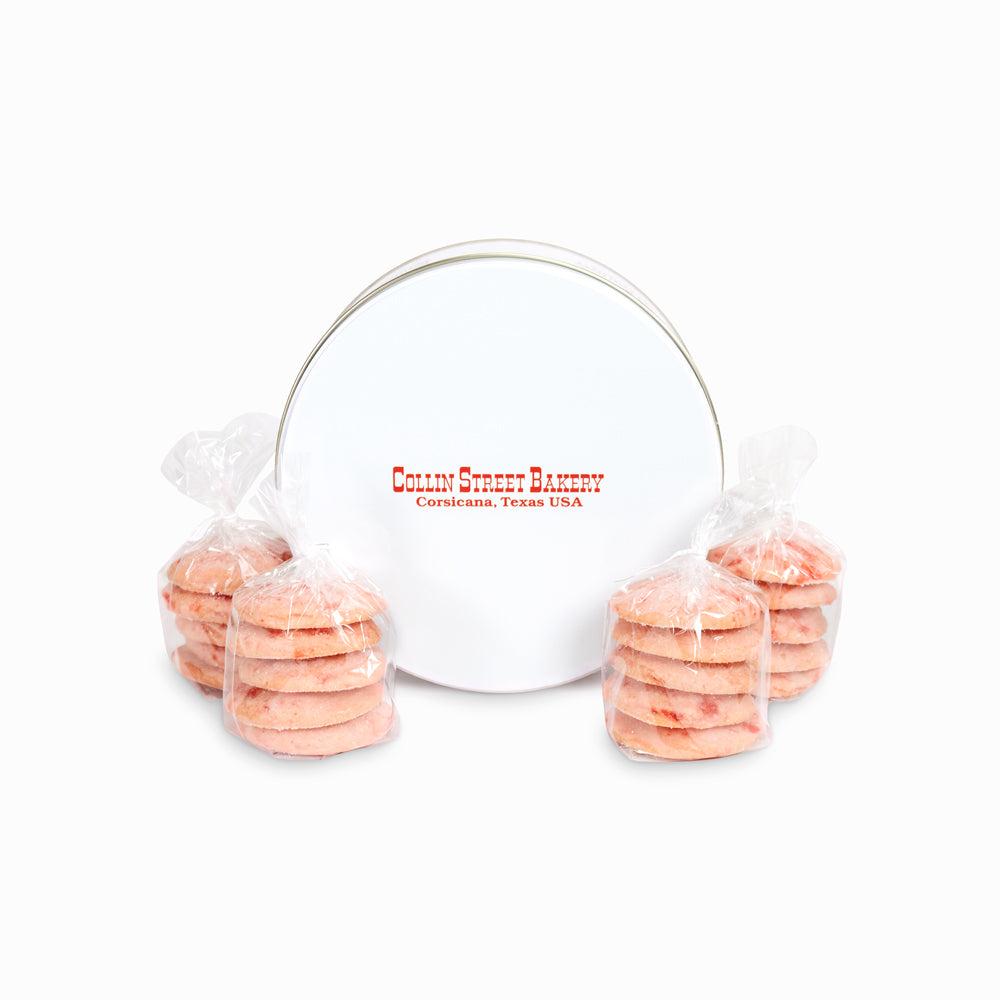 Cherry Ice Box cookies with packaging in a collectible tin