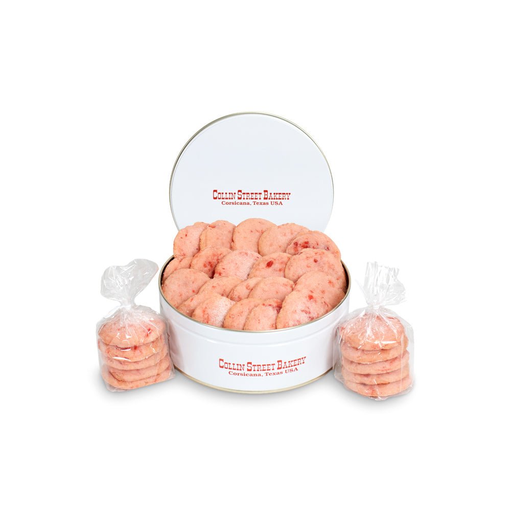 Cherry Ice Box cookies with packaging in a collectible tin