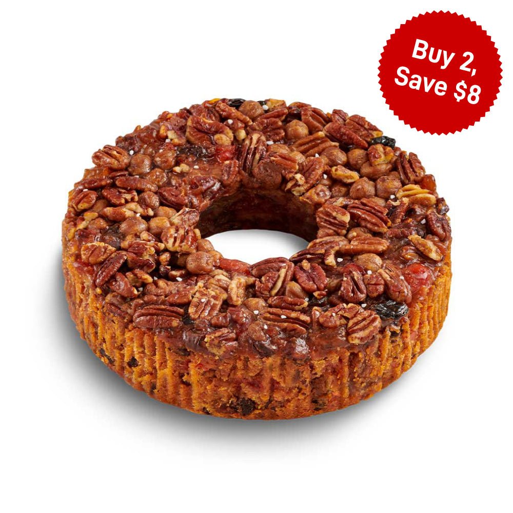 Collin Street Bakery Salted Caramel Pecan Fruitcake (7 inch) in Giftable Iconic Collector's Tin Handcrafted with World-Class Ingredients & Baked Fresh