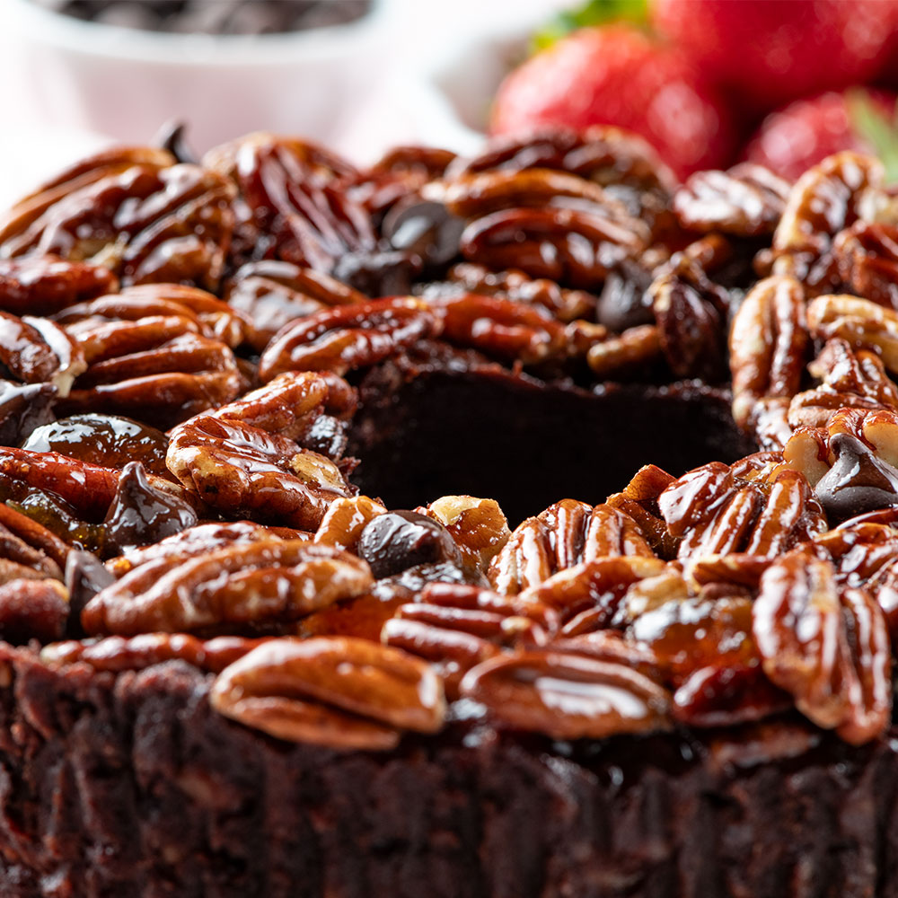 Strawberry Fudge Pecan Cake