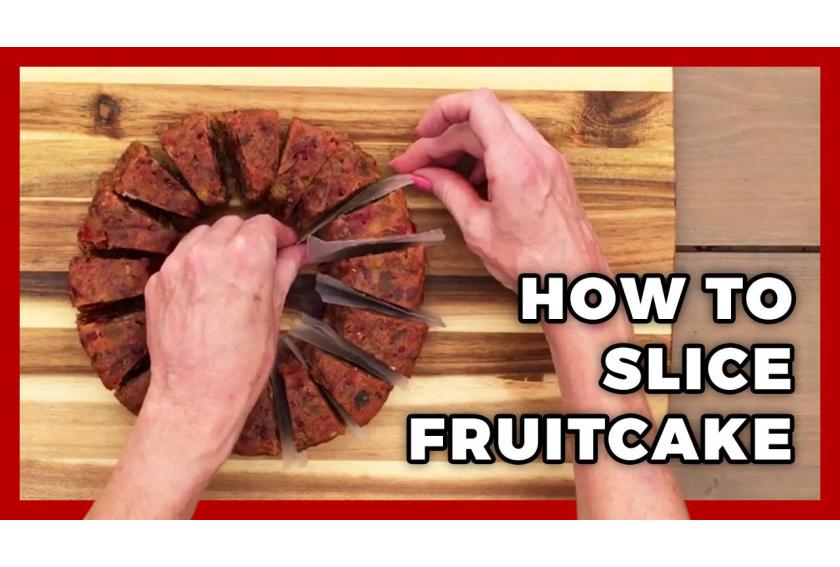 How To Slice A Fruitcake - DeLuxe Fruitcake White Tin